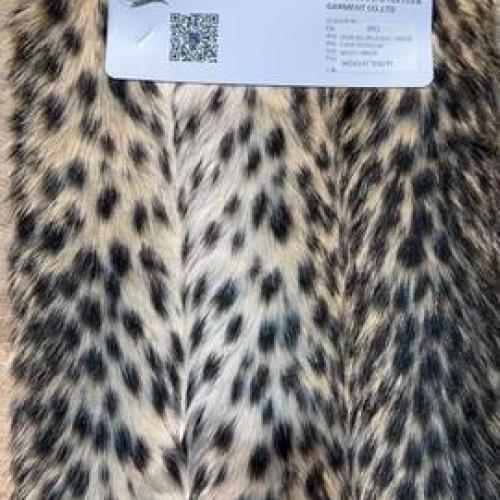  FAUX FOX FUR FABRIC WITH LEOPARD PRINTED