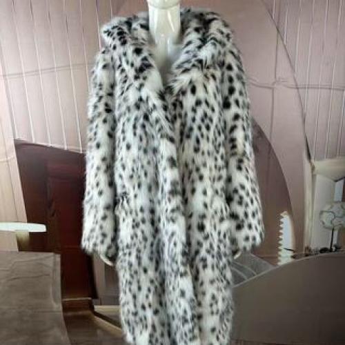  FAUX FOX FUR COAT WITH LEOPARD PRINTED
