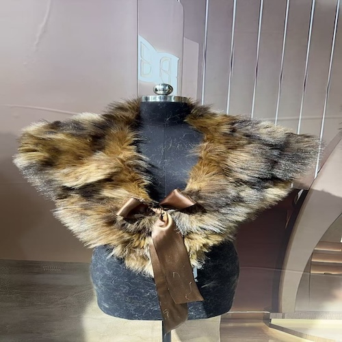 Faux Fox Fur Stole With Pattern