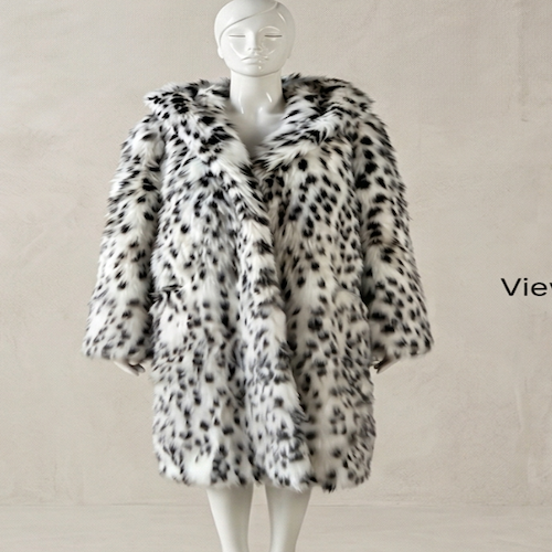  FAUX FOX FUR COAT WITH LEOPARD PRINTED